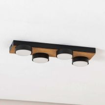 B-Ware Envostar Deckenleuchte Lampe Holz Schwarz Stahl Laurent 4 Flammig Austauschbar
