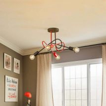[gebraucht] B-ware Helam Deckenleuchte Lampe Cambridge Schwarz Rot 4 Flg E27 Eisen Wohnbeleuchtung