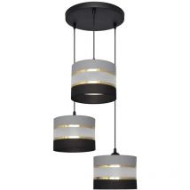 B-Ware Helam Pendelleuchte Hängelampe Helen Rund Grau Schwarz Gold 3 Flammig Esszimmer