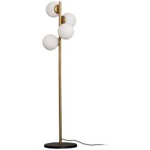 B-Ware Opviq Stehleuchte Stehlampe Faze Metall Glas Gold Weiss Satiniert E27 Led 4 Flg