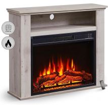 [GEBRAUCHT] Balderia Elektrokamin Standkamin Heizung 2000 W Fernbedienung Timer Graue Eiche B-Ware