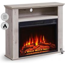 Gebraucht] Balderia Elektrokamin Standkamin Heizung 2000 w Fernbedienung Timer Graue Eiche B-Ware