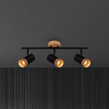 Briloner - gebraucht] Deckenspot Plek Gu10 Schwarz Holz Dreiflammig Deckenlampe Lampe Leuchte B-Ware