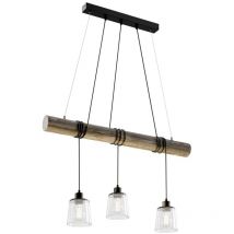 Britop - gebraucht] Karrl Hängeleuchte Pendelleuchte Lampe Rauchgrau E27 Glas Holz B-Ware