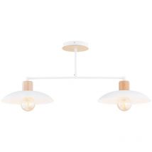 Emibig Lighting Kobe Deckenleuchte Hängelampe Leuchte 2 Flg. Stahl Holz Weiß E27 B-Ware