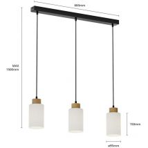 Envostar Talia Pendelleuchte Hängelampe Lampe 3 Fl E27 Linea Eiche Weiß Schwarz B-Ware