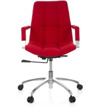 SARANTO Bürostuhl – Rot – 100% Polyester – Sitzhöhe 44-54 cm – Rückenlehnenhöhe 47 cm – Belastbar bis 110 kg – Ideal für Büro & Homeoffice