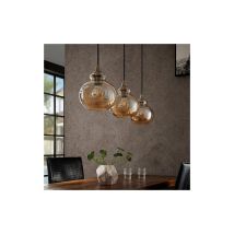 Gebraucht] Lindby Tymoni Glas Pendelleuchte Hängeleuchte Deckenlampe Lampe Amber 3 Flammig B-Ware