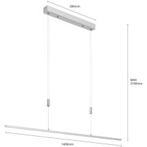 Lucande - gebraucht] Led Pendellampe Arnik Hängeleuchte Deckenlampe 140 Cm Nickel Dimmbar B-Ware