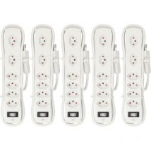 MH - gebraucht] Safety Line 160782 Steckdosenleiste Schalter Verlängerungskabel 2 m 5 St. Weiß B-Ware