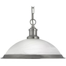 Searchlight - gebraucht] Glas Hängeleuchte Bistro Deckenlampe Deckenlampe E27 1 Flg Silber B-Ware