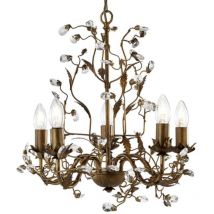 Searchlight - gebraucht] Kronleuchter Almandite Deckenlampe Deckenleuchte Leuchte 5fl. braun