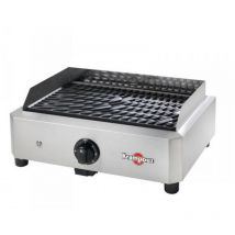 Krampouz Elektrogrill 1700W – Freistehender Grill mit 40 x 25 cm Kochfläche – Thermostat bis 300°C – Abnehmbarer Rost – Edelstahlrahmen