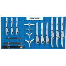 Gedore Land- und Baumaschinenreparatur-Abzieh-Set – 10 flexible Laschenabzieher – Hydraulikspindel – 24,3 kg