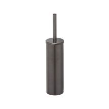 Geesa Nemox Brosse De Toilette - Sur Pied - Tête De Brosse Blanche - Métal Noir Brossé