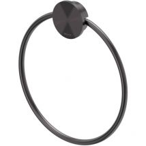 Geesa Handtuchhaken Wand Opal Handtuchring zum Bohren, schwarz gebürstet
