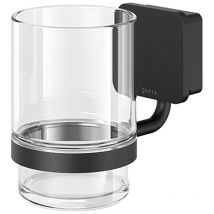 Zahnputzbecher mit Halterung - Glashalter Bad, schwarz matt - Geesa