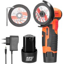 Geevorks 12v 19500rpm Mini Meuleuse D'Angle Rechargeable Pour Usage Domestique Moteur De Meuleuse D'Angle Avec Deux Lames De Coupe [2pcs Et 1 Chargeur