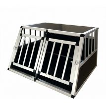 Gegaden - Hunde Transport Box mit 2 Türen Alu Hunde Box für den Transport mdf Platten Aluminium Autotransportbox Autobox Hunde Reisebox Gitterbox