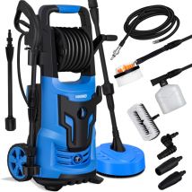 Masko - Limpiadora alta presión 2200 vatios 165 bar 450 l/h con enrollador Enrollador de manguera 10m manguera Juego de accesorios de 9 piezas con