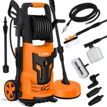 Masko - Limpiadora alta presión 2200 vatios 165 bar 450 l/h con enrollador Enrollador de manguera Manguera de 10 m Juego de accesorios de 9 piezas