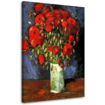 Feeby - Gemälde, Vase mit roten Mohnblumen – Reproduktion von v. van Gogh – 70 x 100