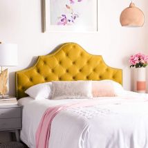 Gemia Mustard Plush Small Single 26 inch Strutted Headboard