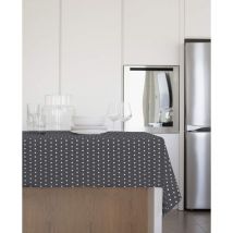 Gemitex Tovaglia Felpata Plus 140x140 Cerata In Pvc Decoro Pois Grigio Made In Italy