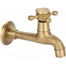 Generic Wasserhahn aus antikem Messing, Griff für Wäsche, Badezimmer, Wandmontage, Waschmaschine, Wasserhahn für den Außenbereich, Garten,