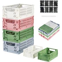 Generisch 6/4stück Faltbox Set, Faltbare Aufbewahrungsboxaus Stabilem Kunststoff, Stapelbare Klappboxen Mit Griff, Organisationskörbe Für Küche, Bad, 