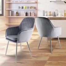 Genesis muse Chair in Velvet Fabric x 2 - Dark Grey