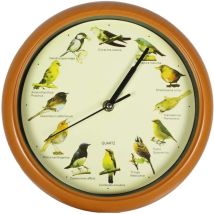 OUTIROR Wanduhr Vogelgesang Design 24,5 x 24,5 x 4 cm 3 AA Batterien Ideal für Kinder