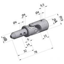 Genouillère 17 mm P9,9 F10 à vis pointeau M5 nickelé - CHERUBINI - 7913ZNCHNK