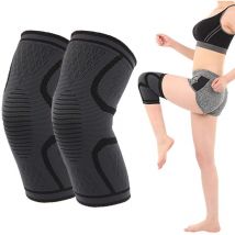 Kinsi - Genouillère Sport 2 Pièces, Genouillère Rotulienne et Ligamentaire, Genouillère Arthrose Genou, Respirant (M-noir)