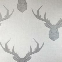 Nina Home Wallpapers - Geometric Stag Glittery Wallpaper In Blue Grey And Beige Smooth Finish