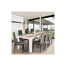 Georgia mesa de comedor para 8 en blanco y haya imitación 160 x 90 cm