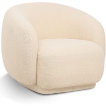 Gepolsterter Sessel aus Bouclé-Stoff - Gebogenes Design - Drisela Cremefarben