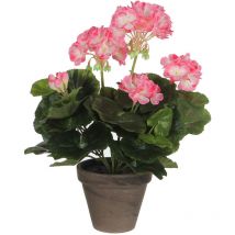 Mica Decorations - geranio blanco rosado pvc con maceta gris. plantas artificiales para adorno en casa, oficina, jardin, etc.