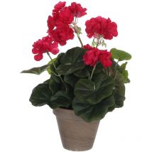 Mica Decorations - geranio rosa oscuro pvc con maceta gris. plantas artificiales para adorno en casa, oficina, jardin, etc.