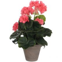 Mica Decorations - geranio salmón pvc con maceta gris. plantas artificiales para adorno en casa, oficina, jardin, etc.