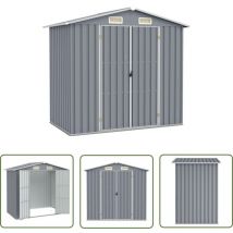 The Living Store Gerätehaus Grau 205x129x183 cm Verzinkter Stahl - Gartenschuppen - Gerätehaus - Stahlausführung - Wetterfest - Werkzeuglagerung