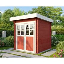 Gartenhaus Rom 200 x 200 cm – 28 mm Wandstärke – 2,95 m² Nutzfläche – Kammergetrocknete nordische Fichte – Anlieferung mit Sattelzug