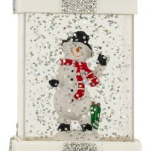 Fééric Lights And Christmas - Geschenkdekoration H13 cm 1 led warmweiß mit Batterien - Schneemann
