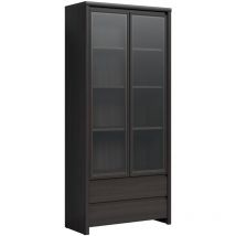 Geschirrschrank Soren mit 2 Schubladen und 2 Türen, Dunkles Holzoptik, 200.5cm