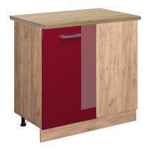 Eckunterschrank R-Line, Bordeaux Hochglanz, 86 cm, ap Eiche Vicco
