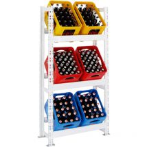 Étagère caisses à boissons TEGERNSEE HxLxP 160x80x30cm jusqu'à 6 boîtes Blanc Porte-caisses, support bouteilles, rack à boissons