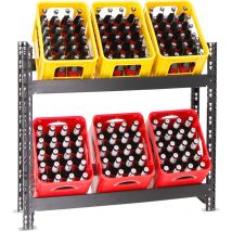 Étagère caisses à boissons TEGERNSEE XL HxLxP 100x110x30cm jusqu'à 6 boîtes Noir Porte-caisses, support bouteilles, rack à boissons