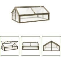 Longziming - The Living Store Gewächshaus Grau 114x80x50 cm Tannenholz - Holzgewächshaus - Tannenholzgartenhaus - Gewächshaus Grau - Gartenhäuschen