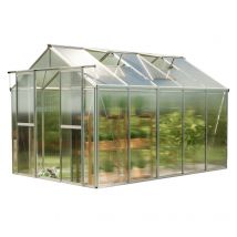 Tendapro - gfp Gewächshaus saphir 5 aus Alu 259x322 cm ca. 8 mm Doppelstegplatten mit Fundamentrahmen, automatischer Fensteröffner