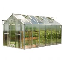 Carpasol - gfp Gewächshaus saphir 6 aus Alu 259x384 cm ca. 8 mm Doppelstegplatten mit Fundamentrahmen, automatischer Fensteröffner